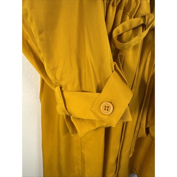 Gianni Bini Mustard Yellow Drawstring Waist Utility Trench Jacket Size Large - Picture 5 of 12